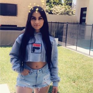 FILA crop grey hoodie size small